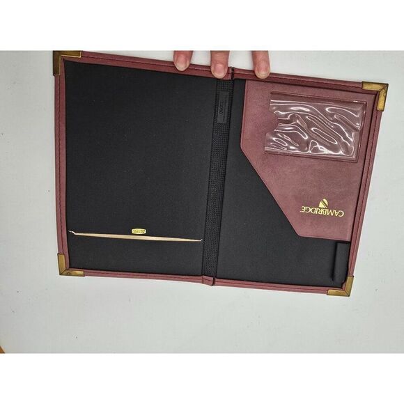 Cambridge Burgundy Leather Portfolio With Brass Accents - Picture 3 of 6